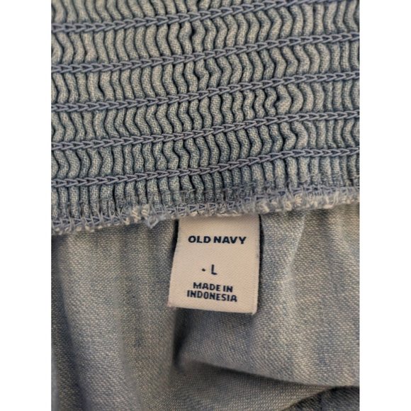 Old Navy Sleeveless Tie Waist Utility Jean Jumpsuit Size L Light Blue Cotton - Picture 4 of 6